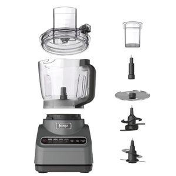 Ninja Food Processor, Professional Plus, 1000 Peak Watts, 4 Functions for Chopping, Slicing, Purees & Dough with 9-Cup Processor Bowl, 3 Blades, Food Chute & Pusher, Silver, BN601