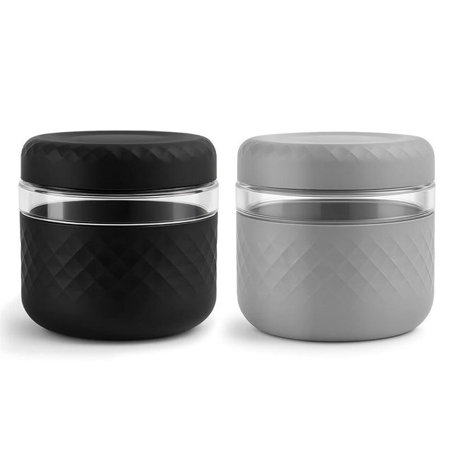 Cafezi 24 oz Glass Lunch Bowl Containers with Lids 2 Pack | Leak & Spill Proof, BPA-Free, Microwave & Dishwasher Safe | Airtight Meal Prep & Food Storage Jar for Lunch, Salad, Soup, Oats, Stew, Yogurt
