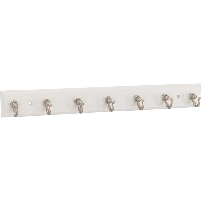 Franklin Brass Key Tidy (1-Pack) Pure White Holder 14' Wall Mount Small Item Rack 7 Hooks for Wall, Hallway, Entry Keychain Rail Organizer B46712K-PMN-R