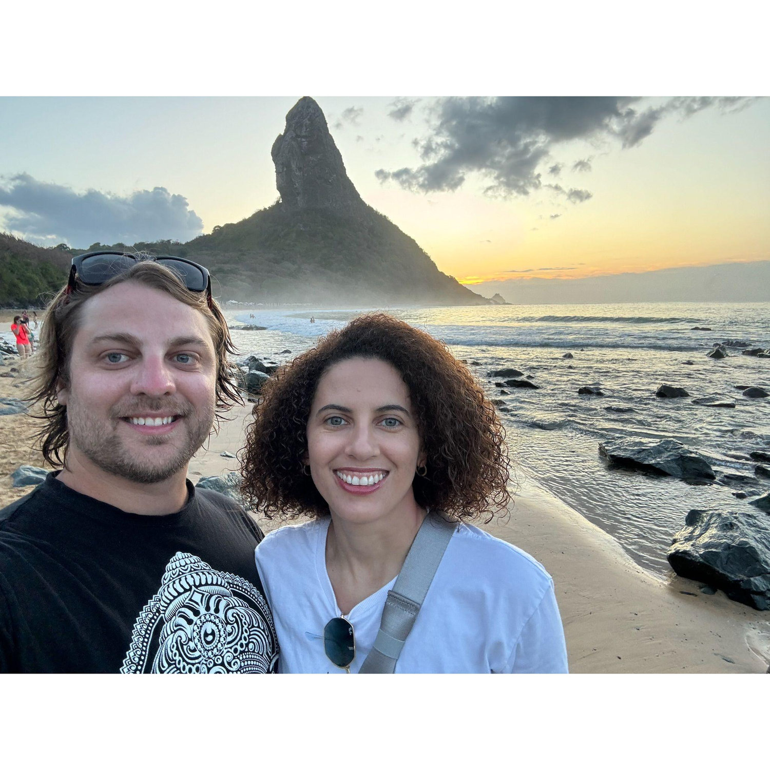 Brennan in Fernando de Noronha, Brazil, with his favorite rock (oops, he says it's a mountain) in the background.
