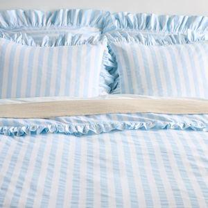 Maeve Cotton Striped Ruffle Printed Duvet Cover
