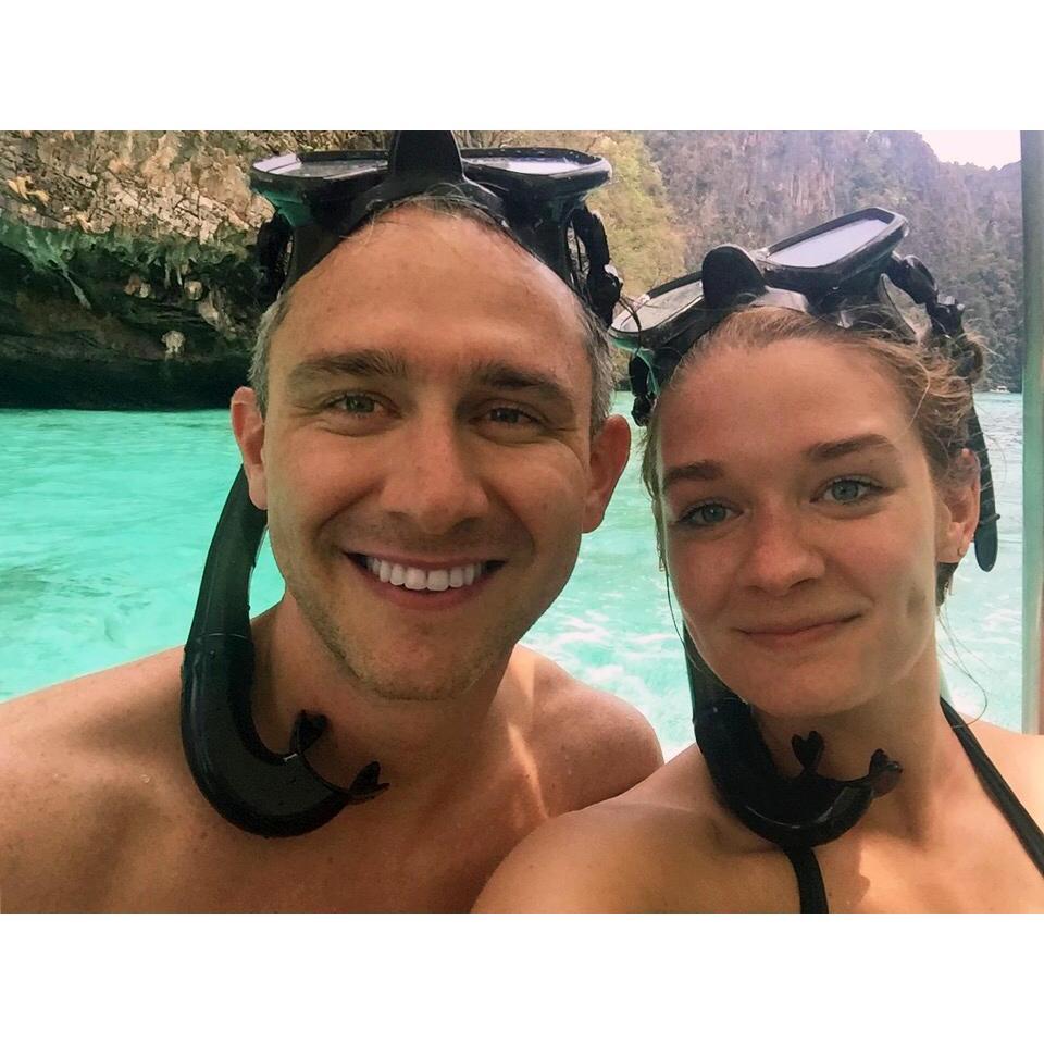 Just moments after Ben proposed while snorkeling in Koh Phi Phi, Thailand!