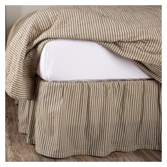Sawyer Mill Charcoal Ticking Stripe King Bed Skirt 78x80x16
