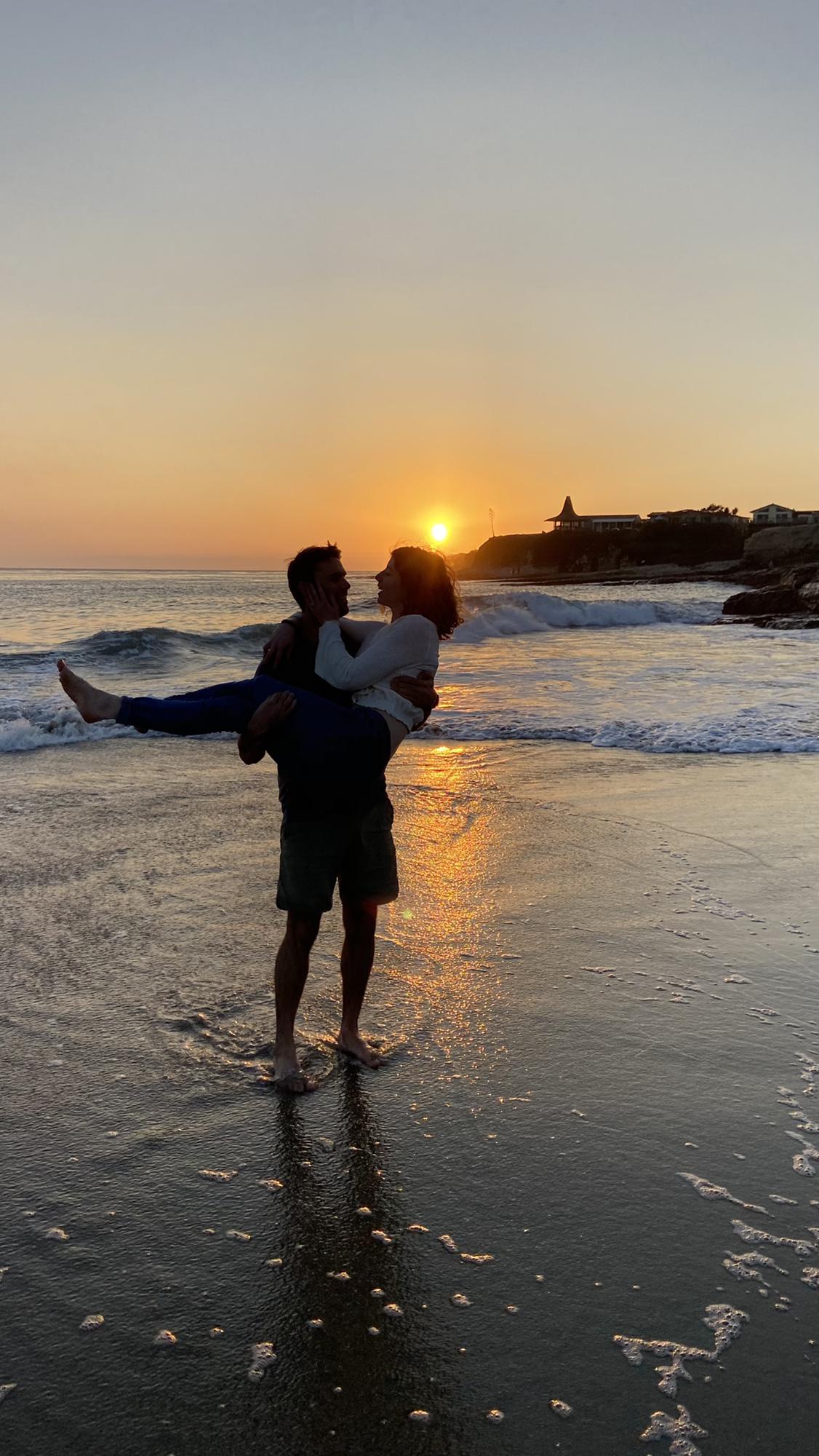 Our engagement party at Natural Bridges Beach