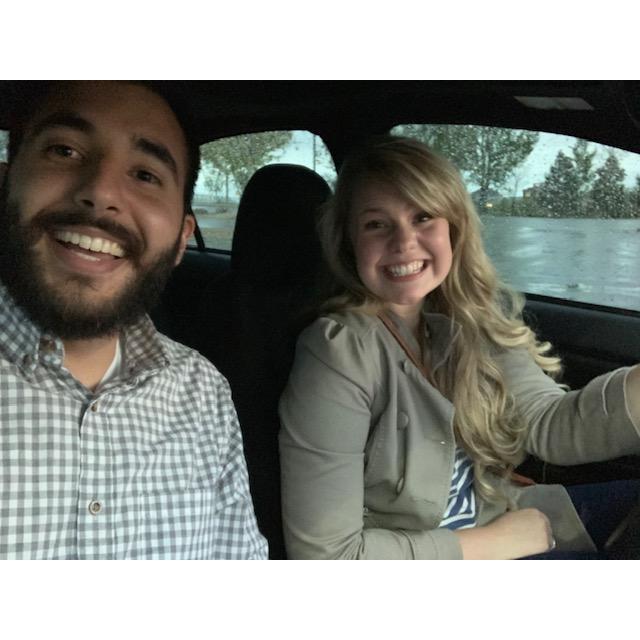 Katherine learning how to drive stick shift on my Subaru WRX!