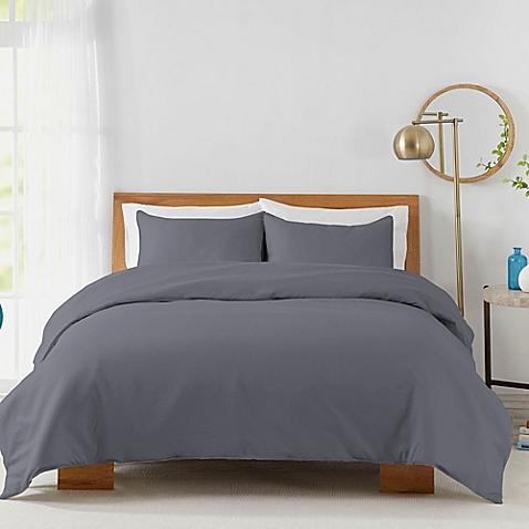 450-Thread-Count Cotton Sateen Full/Queen Duvet Cover Set in Blue