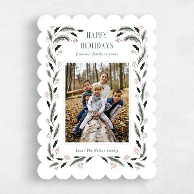 White Scalloped Holiday Card - Firwood