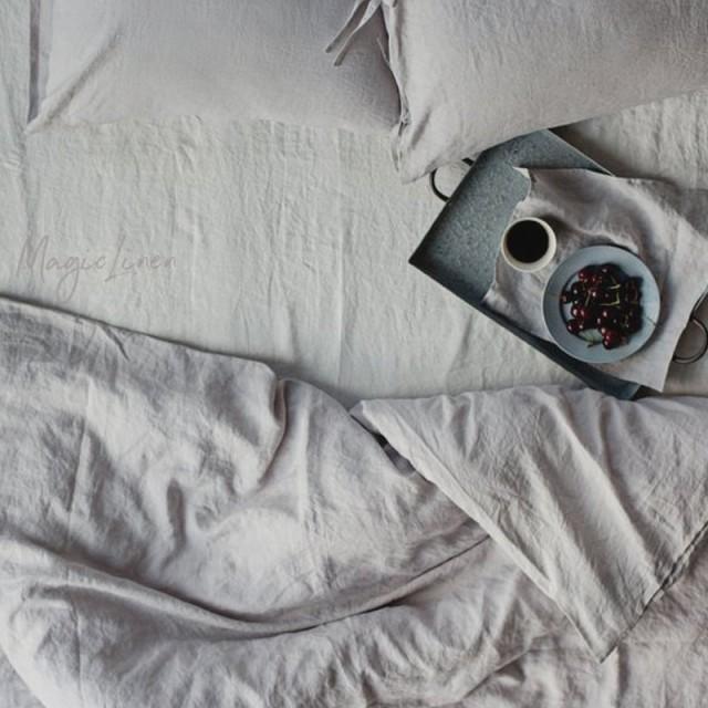 Light gray linen pillowcase