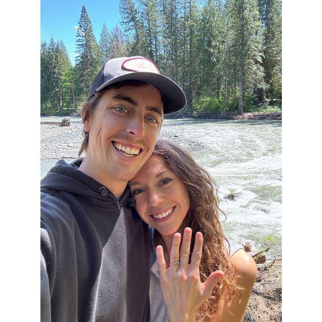 Right after Riley proposed in Glacier, WA!