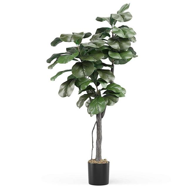 Barnyard Designs Artificial Fiddle Leaf Fig Tree, Faux Indoor Fake Plant Decoration for Home Decor, 5ft (60”) Tall