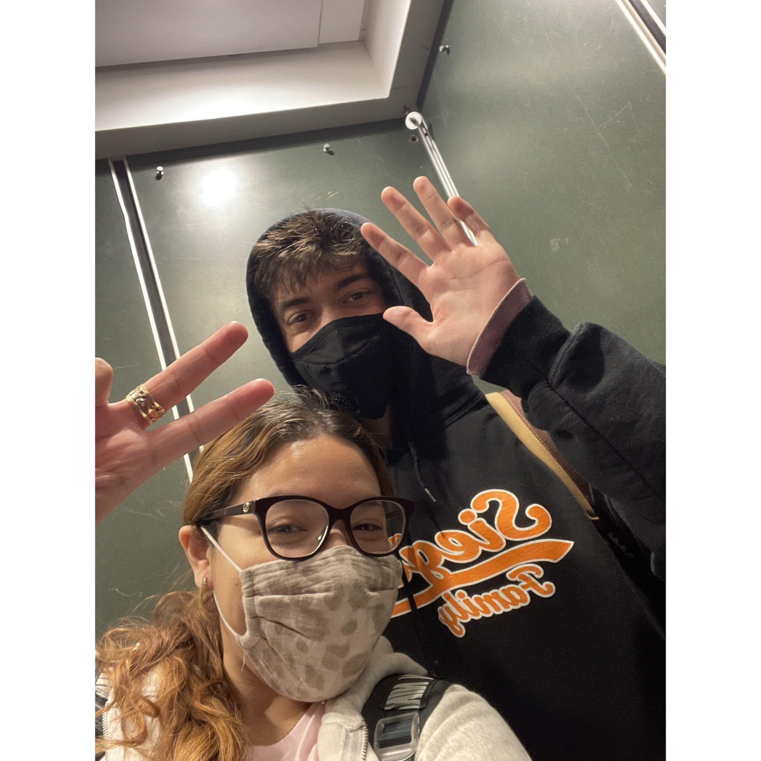 Our first picture together ! (He was taking me to the There Chi floor lol)