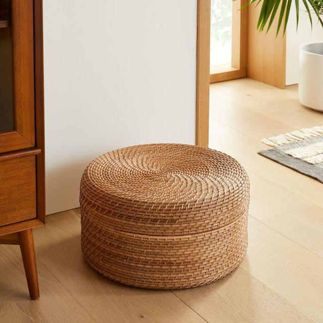 Modern Weave Basket, Round Lidded, Large, Natural
