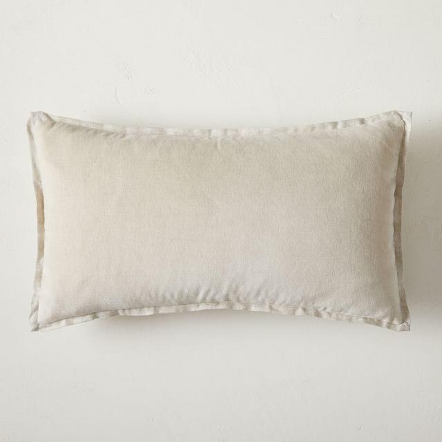 Classic Cotton Velvet Pillow Cover, 12"x21", Natural