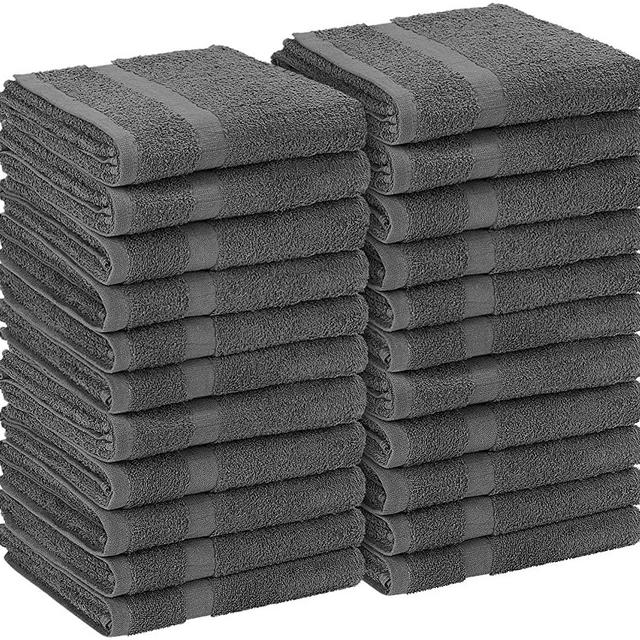 Utopia Towels Grey Salon Towels, Pack of 24 (Not Bleach Proof, 16 x 27 Inches) Highly Absorbent Towels for Hand, Gym, Beauty, Hair, Spa, and Home Hair Care