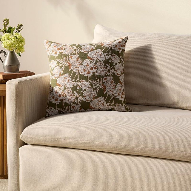 Loloi Matilda Pillow, 18'' x 18'' Cover Only, Olive/Orange