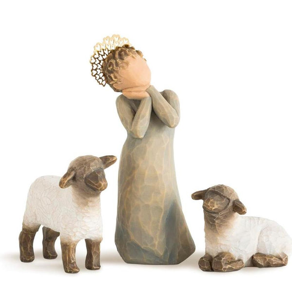 Willow Tree Little Shepherdess, Sculpted Hand-Painted Nativity Figures, 3-Piece Set