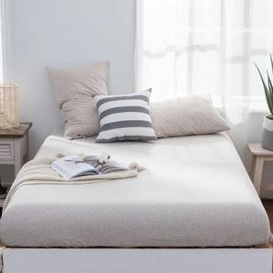 (Heathered Oatmeal Beige, King) Jersey Knit Cotton Fitted Sheet Set, Tshirt Feel, Extra Deep Pocket, Wrinkle-Free Ultra Soft