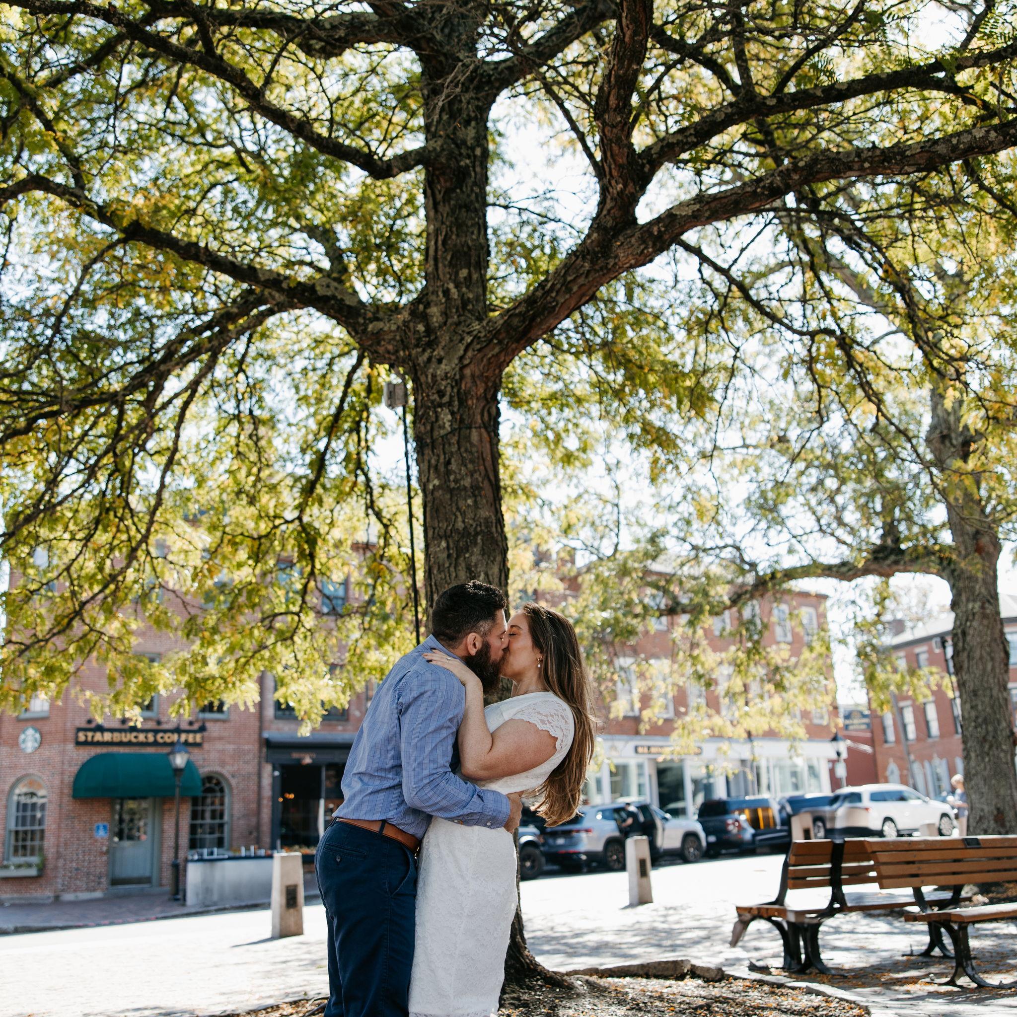 Engagement photos in downtown Newburyport
