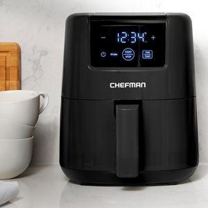 CHEFMAN 2 Qt Mini Air Fryer – Digital Space-Saving Compact Air Fryer with Nonstick and Dishwasher Safe Basket, Quick & Easy Meals in Minutes, Features Digital Timer and Shake Reminder – Black
