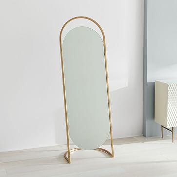 Folded Ellipse Standing Mirror - Antique Brass