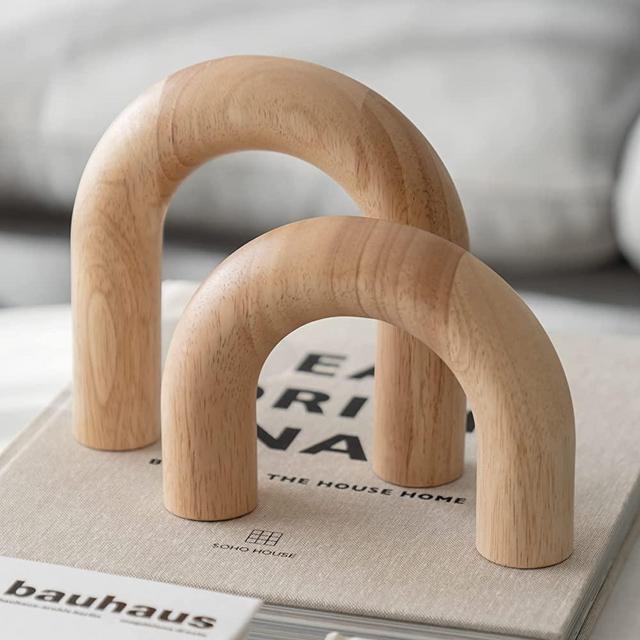 Peakoly Wood Arch Decorative Objects - Coffee Table Decor Items, Neutral Home Decor for Shelves, Small Shelf Decor Aesthetic, Modern Bookshelf Decor, Entryway Decor, Home Decorations for Living Room