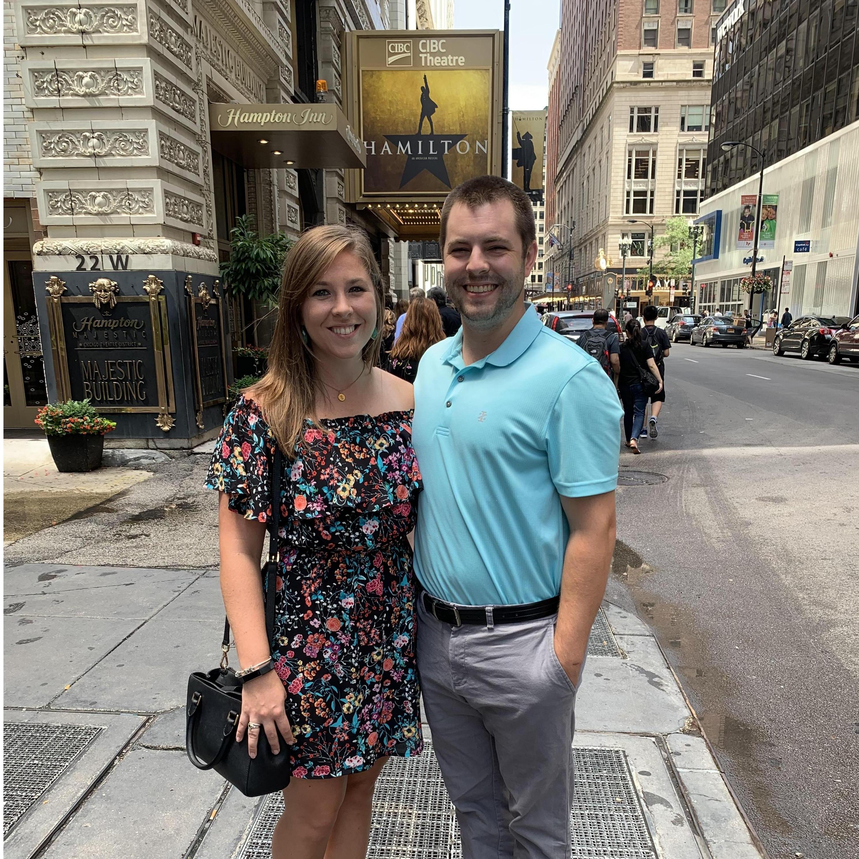 We saw Hamilton on stage twice! Once in December 2018 for our 1st anniversary and then again in August 2019!