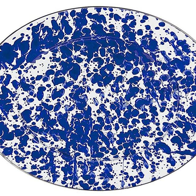 Golden Rabbit Enamelware - Cobalt Swirl Pattern - 12 x 16 Oval Platter