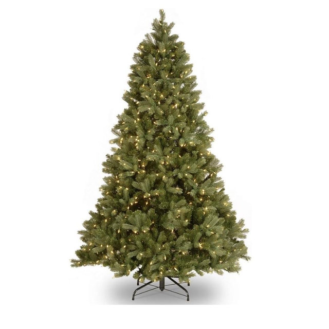 National Tree Company 7 ft Pre-Lit Downswept Douglas Fir Artificial Christmas Tree, 700 Clear Lights, 1,539 Tips, Includes Stand, Green