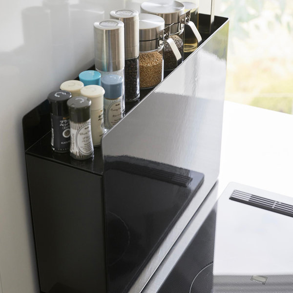 YAMAZAKI Tower Dispenser Rack – 2-stöckiges Duschregal, Schwarz, Stahl, 28 X 33,5 Cm