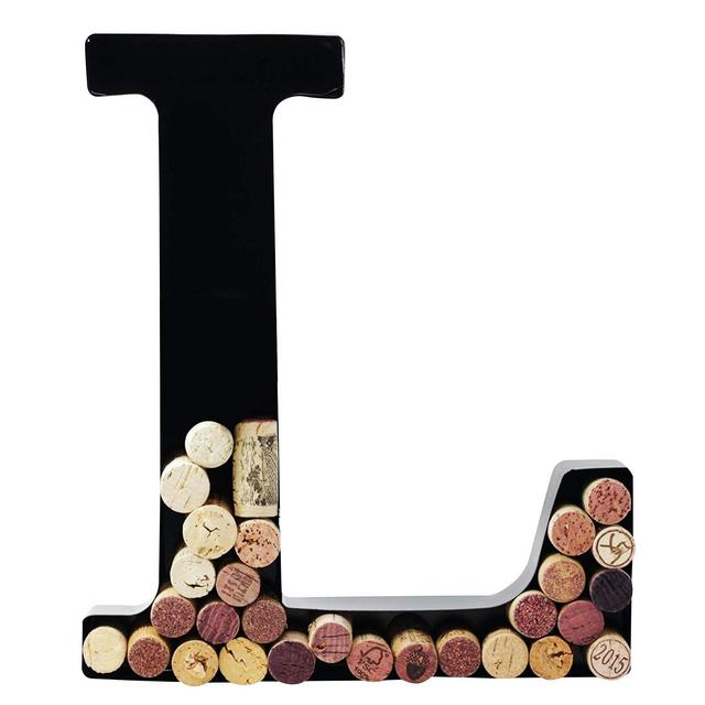 Metal Wine Cork Holder Monogram Decorative Wall Letter (L)