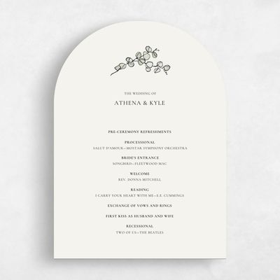 Beige Arch Wedding Program - Livonia