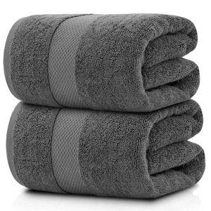 Grey Classic Luxury Cotton Jumbo Bath Sheets Set of 2, XL Sized Bathroom Towels 2 Pack - 35x70"