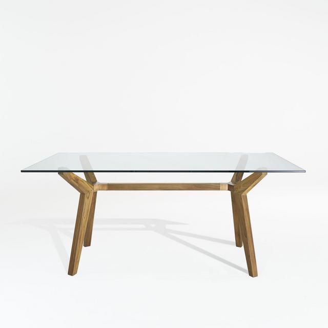 Strut Teak Glass Top Table 70"