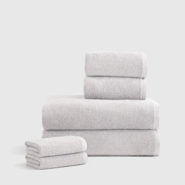 Turkish Ribbed Quick Dry Bath Towel Bundle - Silver