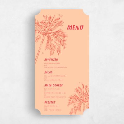 Orange Ticket Wedding Menu - Ocaso