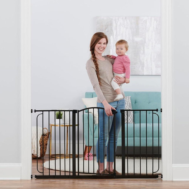 Regalo 58-Inch Home Accents Super Wide Walk Through Baby Gate, Includes 6-Inch, 8-Inch and 12-Inch Extension, 4 Pack of Pressure Mounts and 4 Pack of Wall Cups and Mounting Kit