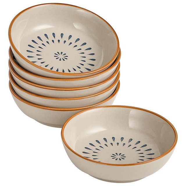 keramwerk Dipping Bowls, Soy Sauce Dishes, 4 OZ Small Serving Bowls & Appetizer Plates Set of 6, Ceramic Ramekins for Sushi, Condiment, Ketchup, BBQ Party, 4 Inch
