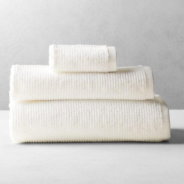 Brooks Ribbed Organic Cotton White Bath Towel Bundle