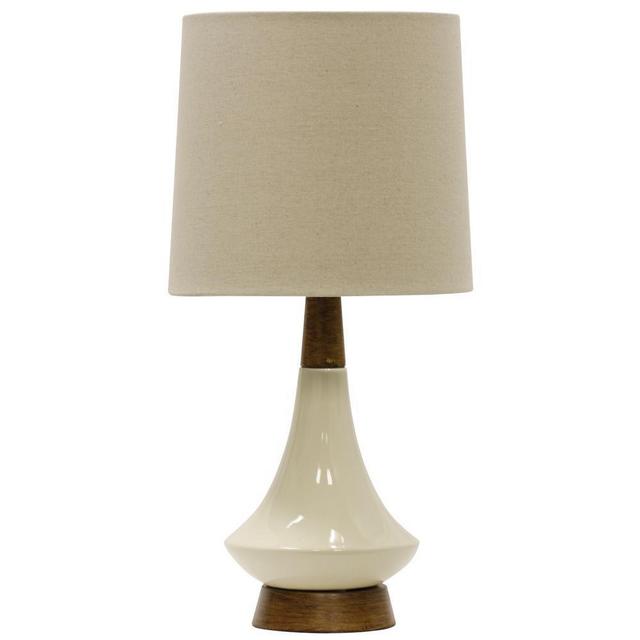 22 in. White Washed Wood/Cream Table Lamp with White Hardback Fabric Shade