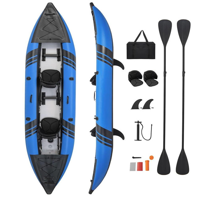 S AFSTAR Inflatable Kayak, 2 Person Canoe with 507 lbs Capacity, Drop-Stitch Floor, All Accessories & Carry Bag, 12.5 ft Large Sit in Tandem Kayak for Fishing, Camping & Exploring for Adults