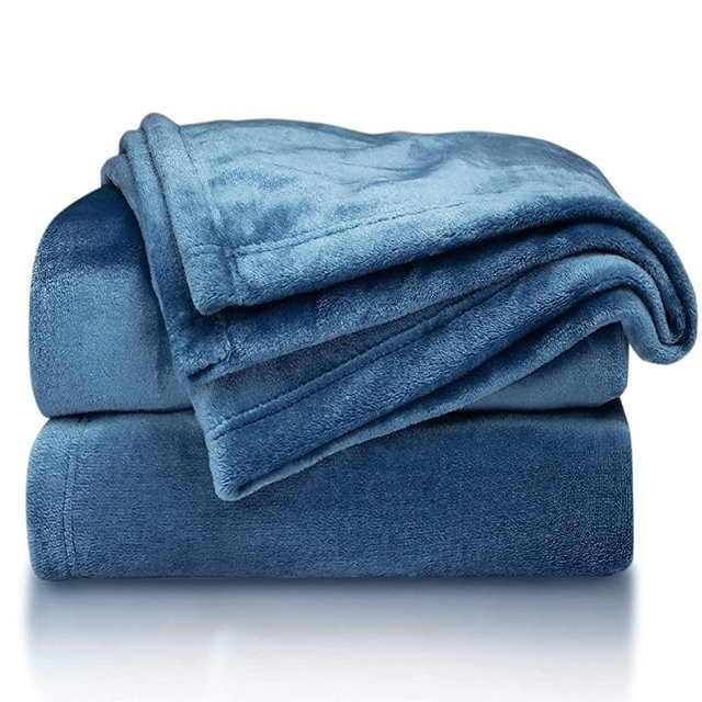 Bedsure Flannel Fleece Blanket Throw Size (50"x60"), Stone Blue - Lightweight Blanket for Sofa, Couch, Bed, Camping, Travel - Super Soft Cozy Microfiber Blanket