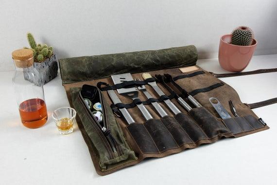 BBQ Bag, Barbeque Knife Bag, BBQ Tool Roll, Barbeque Gift, BBQ Case, Grill Roll, Grill Bag, Outdoor Bag, Campfire Bag, Bbq Gift, Knife Bag