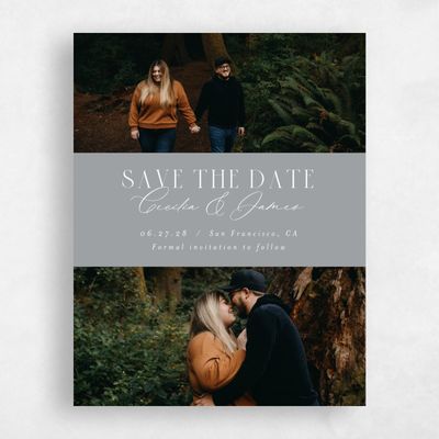 Pewter Gray, Grey Wedding Save the Date - Shahira Multiphoto