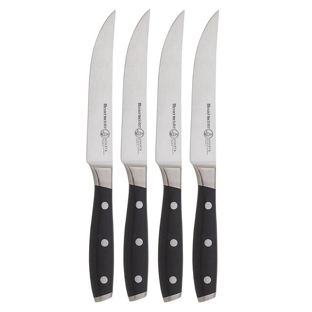 Messermeister Avanta Fine Edge Steak Knife Set, 4 Piece, Black POM