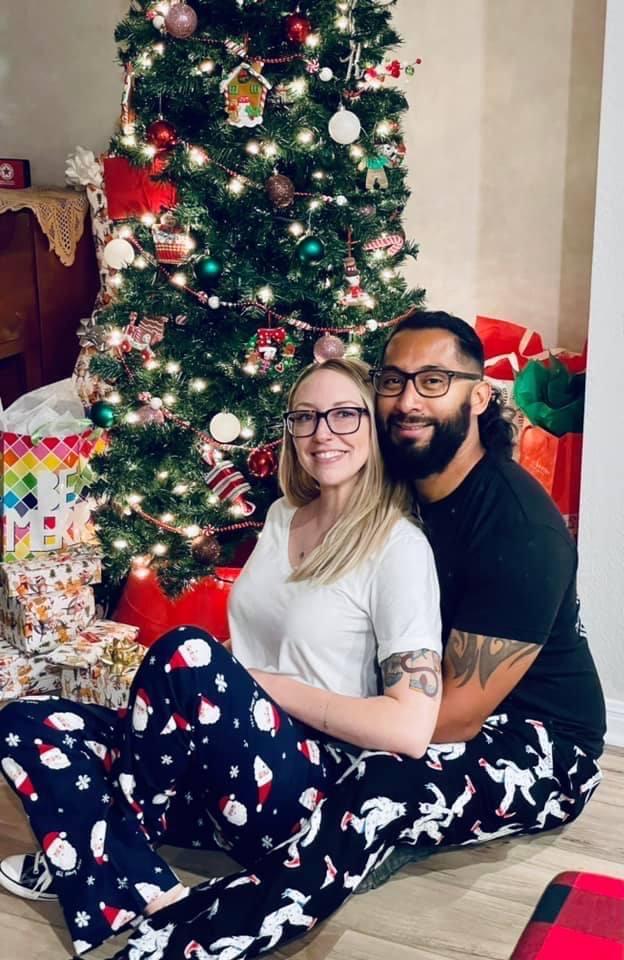 First Christmas together. Check out Danny’s faux mullet!