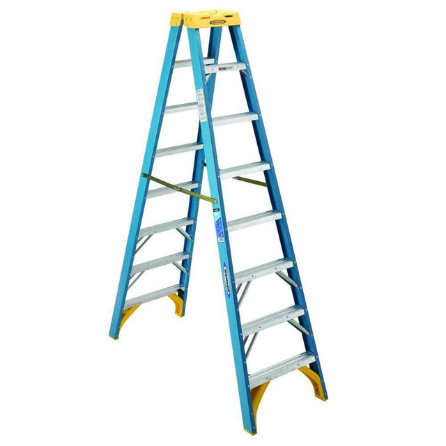 8 ft. Fiberglass Twin Step Ladder with 250 lb. Load Capacity Type I Duty Rating