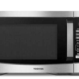 TOSHIBA EM131A5C-SS Countertop Microwave Ovens 1.2 Cu Ft with 12.4" Removable Turntable Smart Humidity Sensor, 12 Auto Menus Mute Function ECO Mode Easy Clean Interior, 1000W, Silver