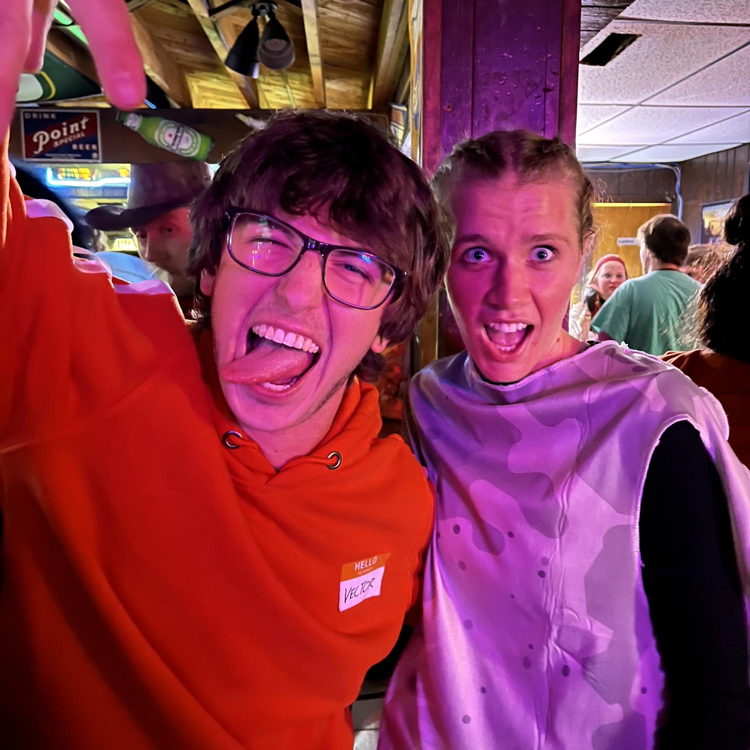 For Halloween last year we went as Vector from Despicable Me (the resemblance is uncanny) and the moon (since he stole Michaela's heart)