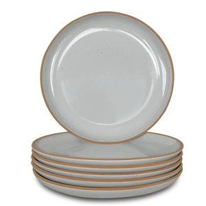 MORA Ceramic Plates Set, 7.8 in - Set of 6 - The Dessert, Salad, Appetizer, Small Dinner etc Plate. Microwave, Oven, and Dishwasher Safe, Scratch Resistant. Kitchen Porcelain Dish - Earl Grey