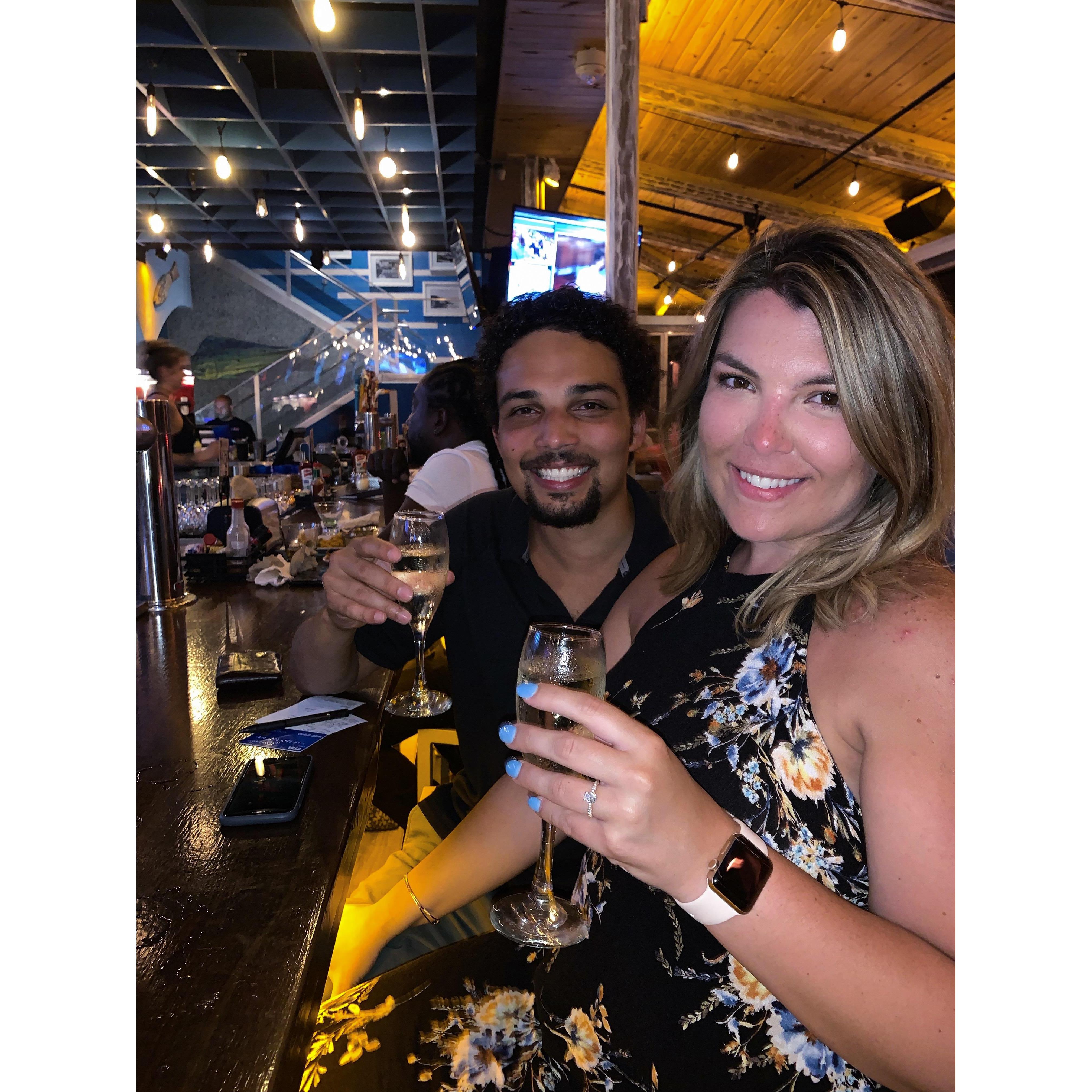 We went bar-hopping with Elaine right after. Of course we started at a beach bar with some celebratory champagne!